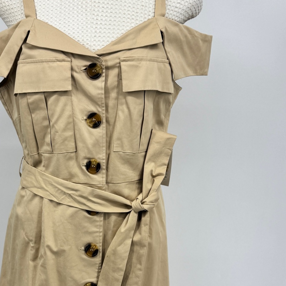Eloquii Tan Button-Front Mini Dress - Picture 3 of 7